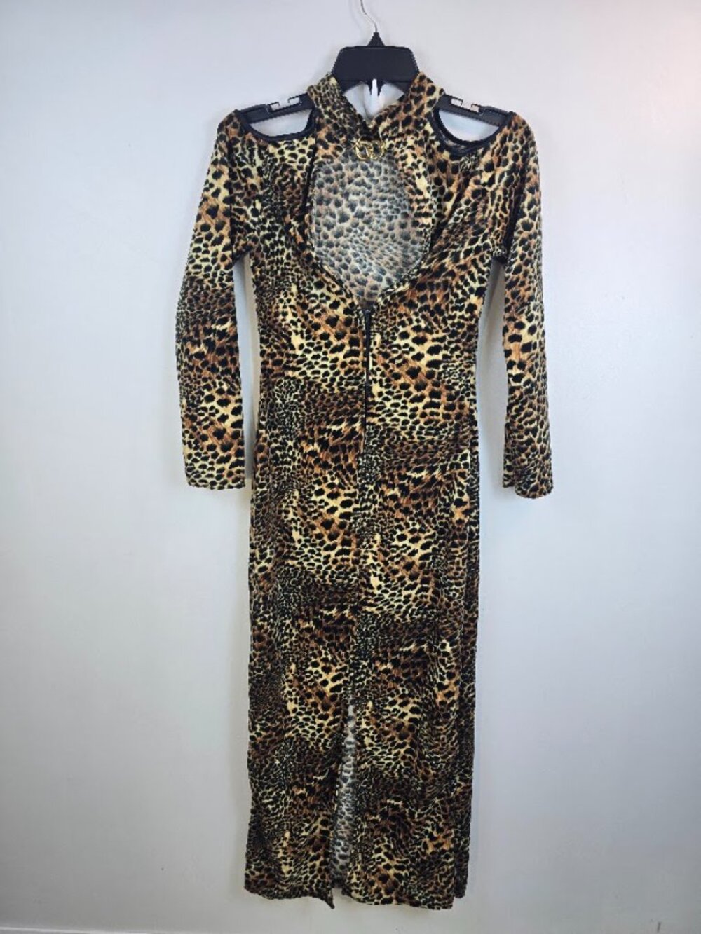 Leopard Cutout Bodycon Midi Dress Open Back M - Picture 4 of 12